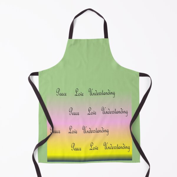 Artikelvorschau, Regenbogenfarbe - grün, rosa, gelb mit den geschriebenen Worten Frieden, Liebe, Verständnis entworfen und verkauft von Vicky Rodden.