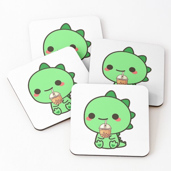 Item preview, Dinosaur Boba | Kawaii Dino Drinking Bubble Milk Tea | designed and sold by Jeleedesigns.