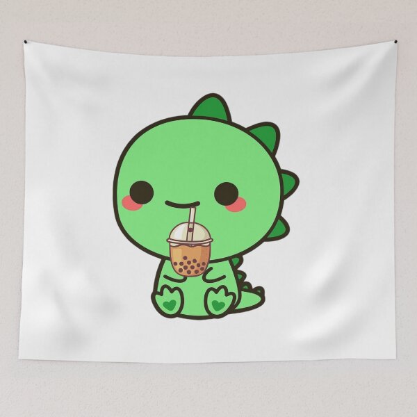 Item preview, Dinosaur Boba | Kawaii Dino Drinking Bubble Milk Tea | designed and sold by Jeleedesigns.