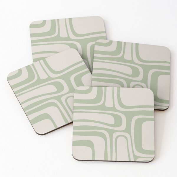 Item preview, Palm Springs Retro Midcentury Modern Abstract Pattern in Almond and Sage Green designed and sold by kierkegaard.