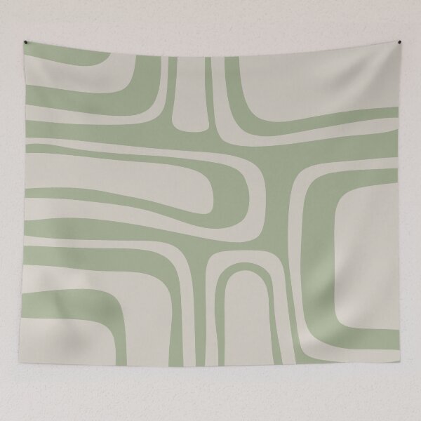 Item preview, Palm Springs Retro Midcentury Modern Abstract Pattern in Almond and Sage Green designed and sold by kierkegaard.