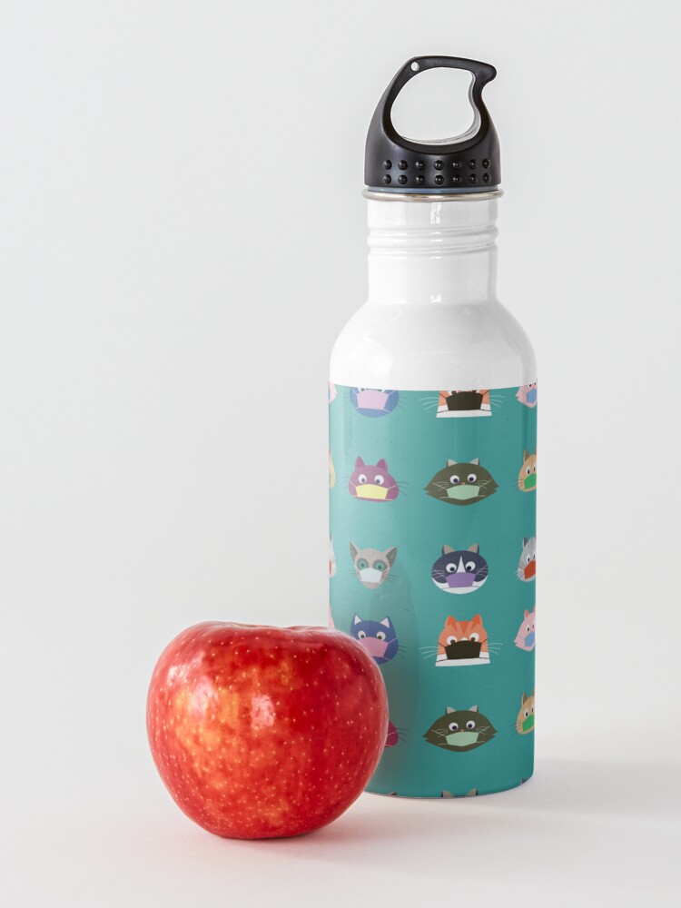 Alternate view of Cats wearing masks Water Bottle