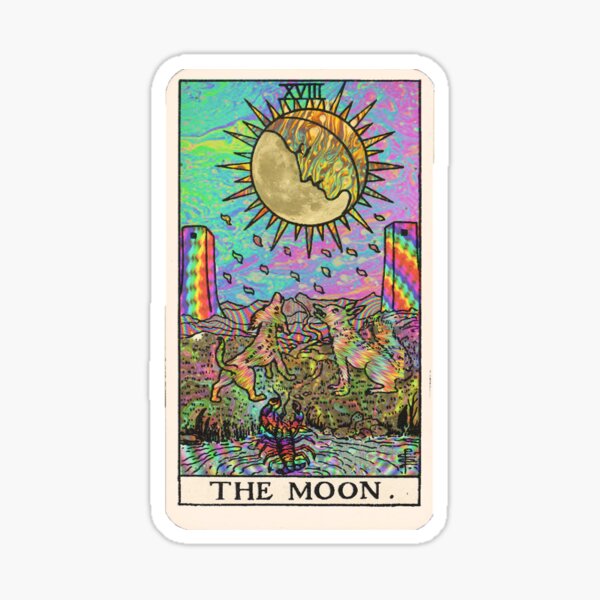 Psychadelic Tarot- The moon Sticker for Sale by bexsimone