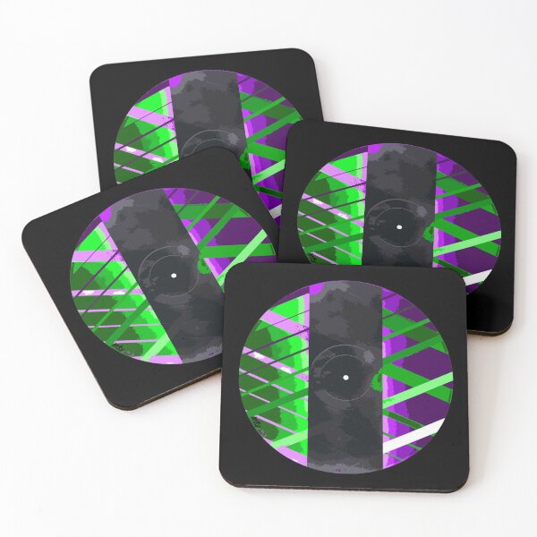 Purple &amp; Green 90s Lines Coasters (Set of 4)