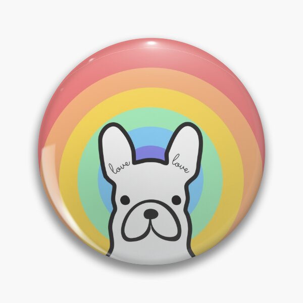Artikelvorschau, Glückliche französische Bulldogge mit Liebe im bunten Regenbogen entworfen und verkauft von holasisista.