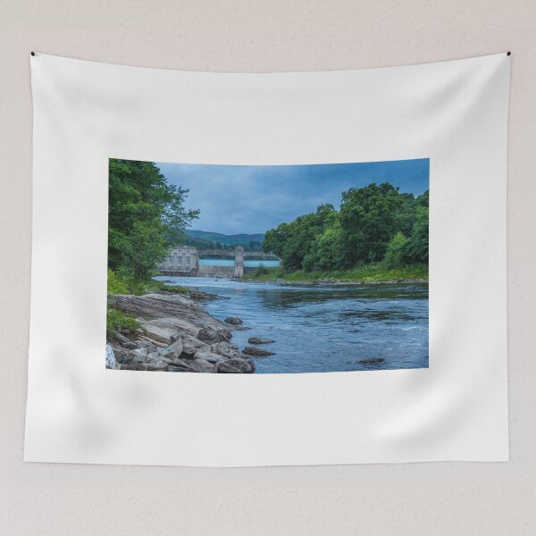 Item preview, A rocky River Tummel and Pitlochry Dam at twilight on a summers evening designed and sold by SnapTPhotograph.