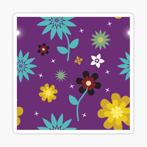 Floral pattern on purple background Sticker