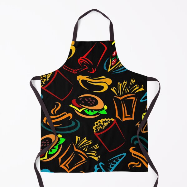 Item preview, Junk Food Resturant Neon Colorful Socks Kitchen Chef Gift Idea Black Pattern designed and sold by Dr.YesOrNo.