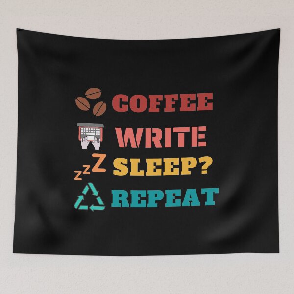 Item preview, Coffee Write Sleep Repeat Vintage Sunset Colors designed and sold by StarlightTales.