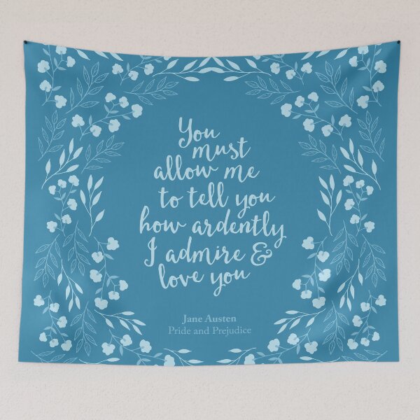 Item preview, Jane Austen Pride and Prejudice Floral Love Quote designed and sold by Bookish and Wonderful.