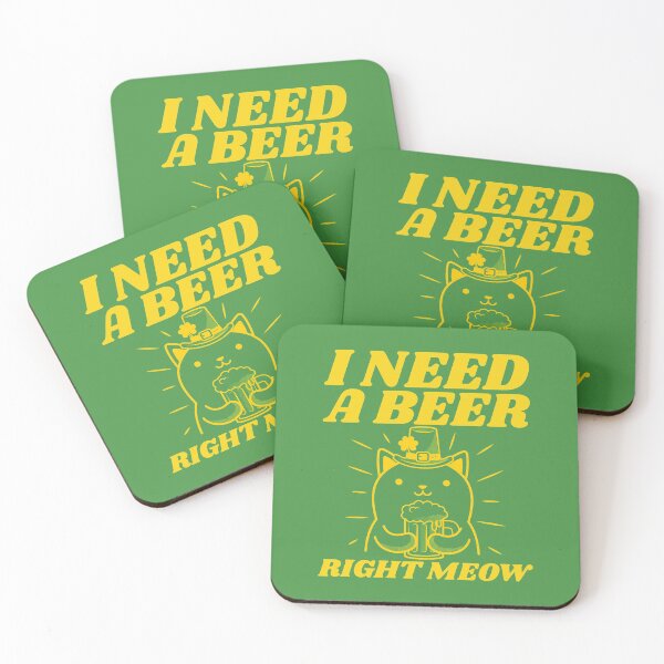 Item preview, I Need a Beer Right Meow Funny Beer Drinking Cat St Patricks Day designed and sold by alancrapopod.