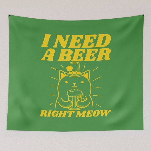 Item preview, I Need a Beer Right Meow Funny Beer Drinking Cat St Patricks Day designed and sold by alancrapopod.
