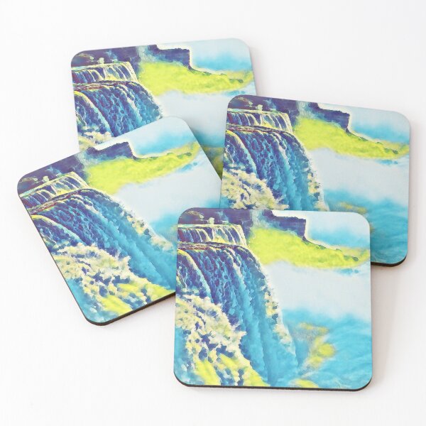 Item preview, Impressionist Watercolor Niagara Falls, Dream Waterfalls, Gold Falls designed and sold by iASunshine.