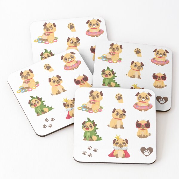 Item preview, Pugs and Paws Cute Pattern and Sticker Pack designed and sold by yumiso.