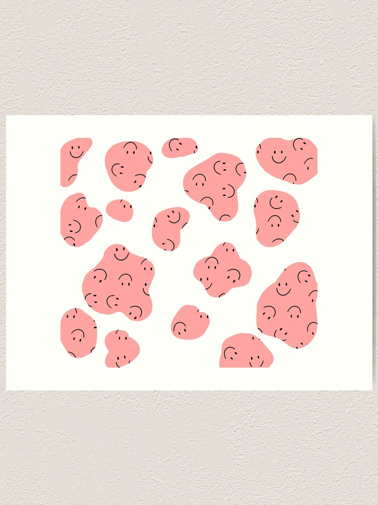 Pink Smiley Face Cow Print Art Print For Sale By KatyaDesigns Redbubble