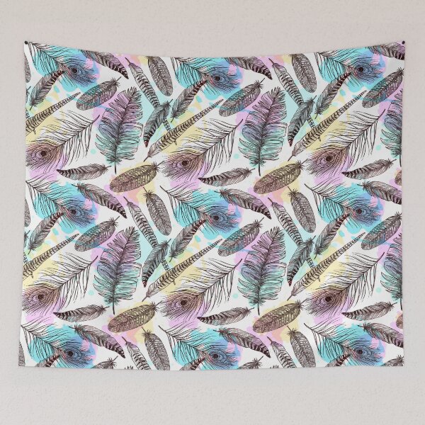 Item preview, Colorful Feathers Pattern Boho designed and sold by SimoCompany.