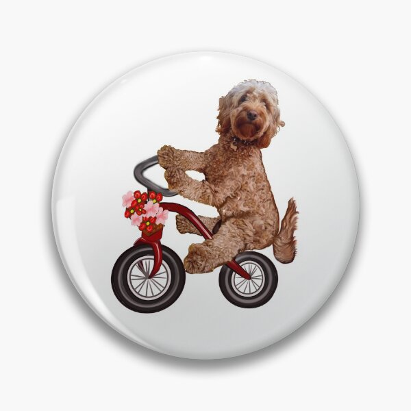 Item preview, Cavapoo puppy dog on a tricycle bicycle - cavalier King Charles spaniel poodle cycling. puppy love designed and sold by Artonmytee.