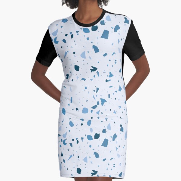 Blue Pink Terrazzo Graphic T-Shirt Dress