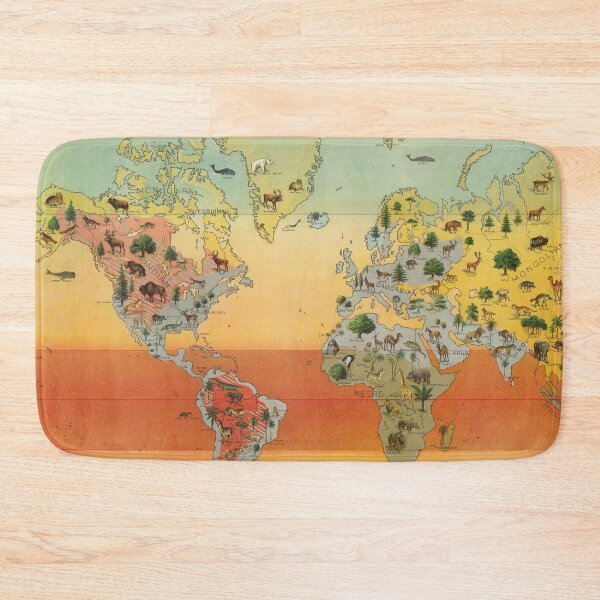 Item preview, Old map of human races, climate, animals and vegtebales designed and sold by ganje.