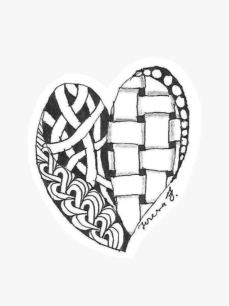 "Zentangleinspired "Basket weave heart"" Sticker for Sale by reesemars