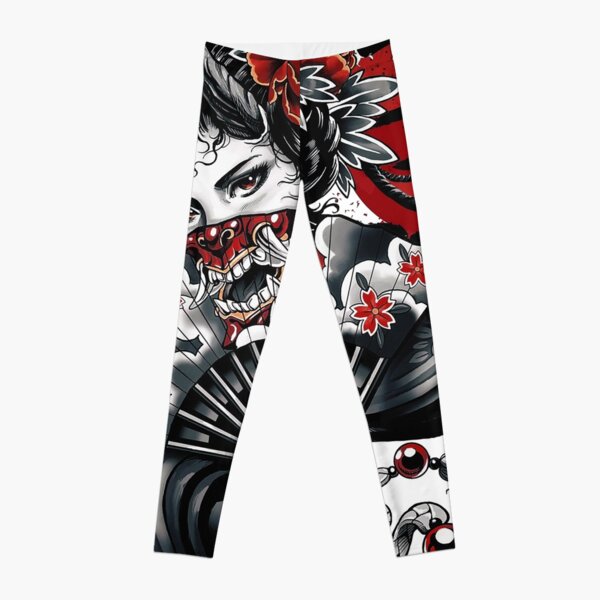 Japonais Geisha Girl Vaporwave Cyberpunk Popart Style Urbain Legging