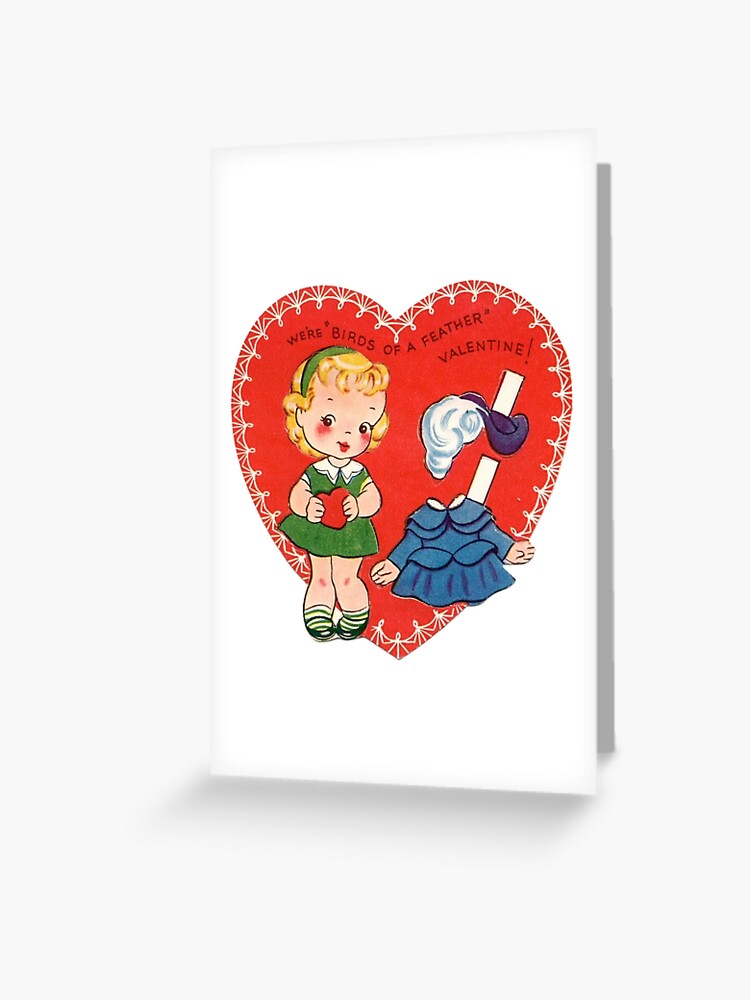 Copy of Vintage Girl Paperdoll Valentine's Day Card Greeting Card