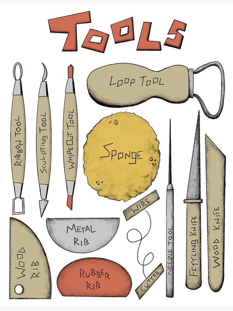 Clay Tools Poster with Names and 2nd Page with Letters by Art Box