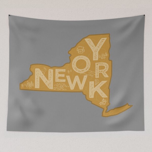 Item preview, New York Map Typography Brown designed and sold by HelloGentry.