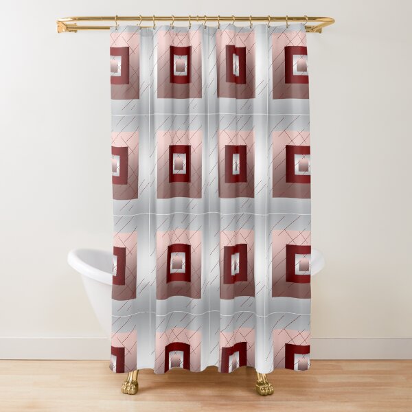 Rose gold, Silver and Maroon Squares  Shower Curtain