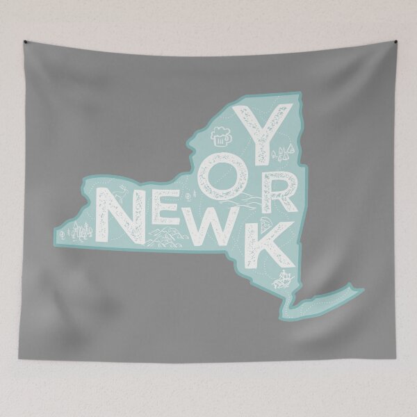Item preview, New York Map Typography Blue designed and sold by HelloGentry.