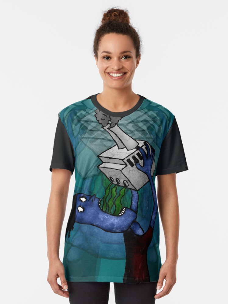 Alternate view of Man Drinking Factory Sludge Graphic T-Shirt
