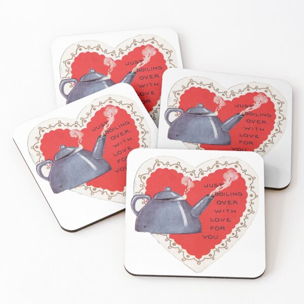 Item preview, Tea Kettle and Valentine Heart Vintage Valentine’s Day Card designed and sold by Bellathewilde.