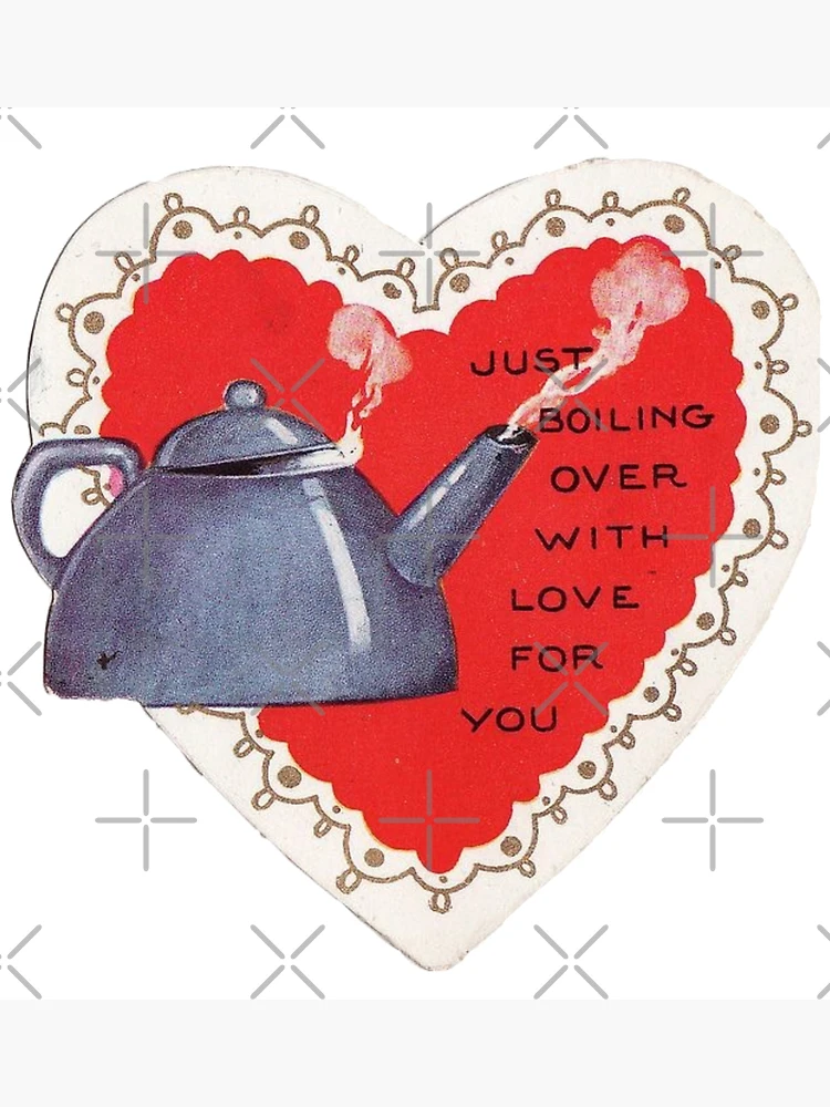 Tea Kettle and Valentine Heart Vintage Valentine’s Day Card | Art Print