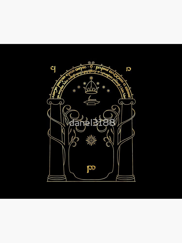Disover Gate to Moria Gold SUPER HI-RES VECTOR Tapestry