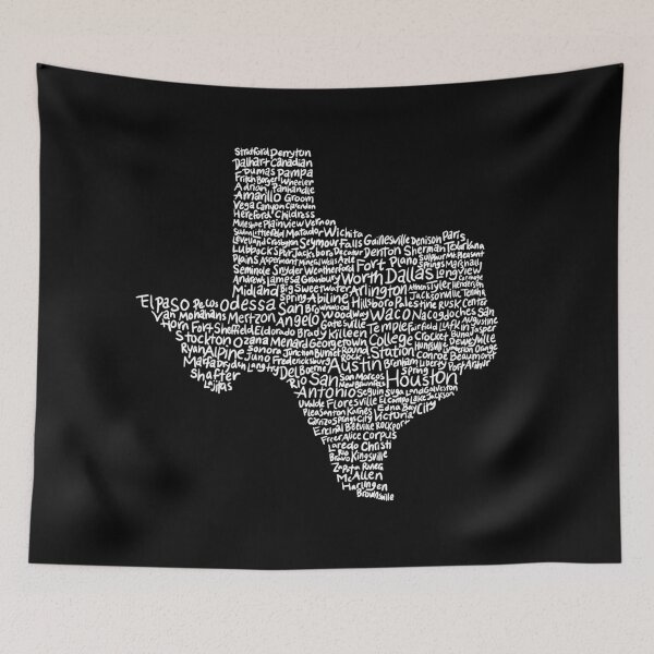 Item preview, Texas Handwritten Map of State & Cities designed and sold by NumeralV.