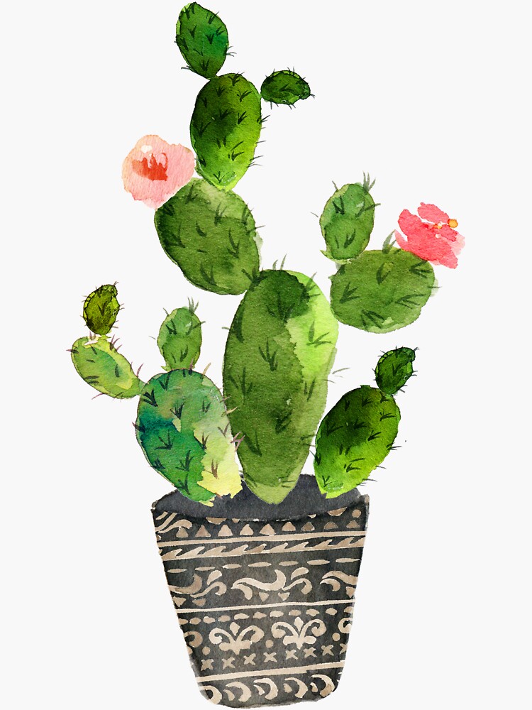 Aquarell handgemalter Kaktus | Sticker