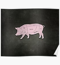 Parts of a Pig with Emphasis on Bacon Poster