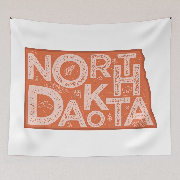 Item preview, North Dakota Map Typography Red designed and sold by HelloGentry.