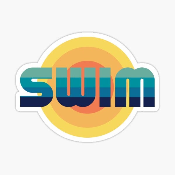 Orange Sun Blue SWIM logo Sticker