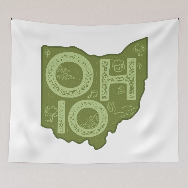 Item preview, Ohio Map Typography Green designed and sold by HelloGentry.