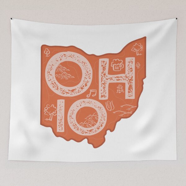 Item preview, Ohio Map Typography Red designed and sold by HelloGentry.