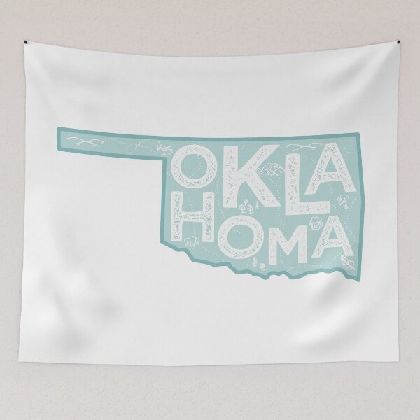 Item preview, Oklahoma Map Typography Blue designed and sold by HelloGentry.