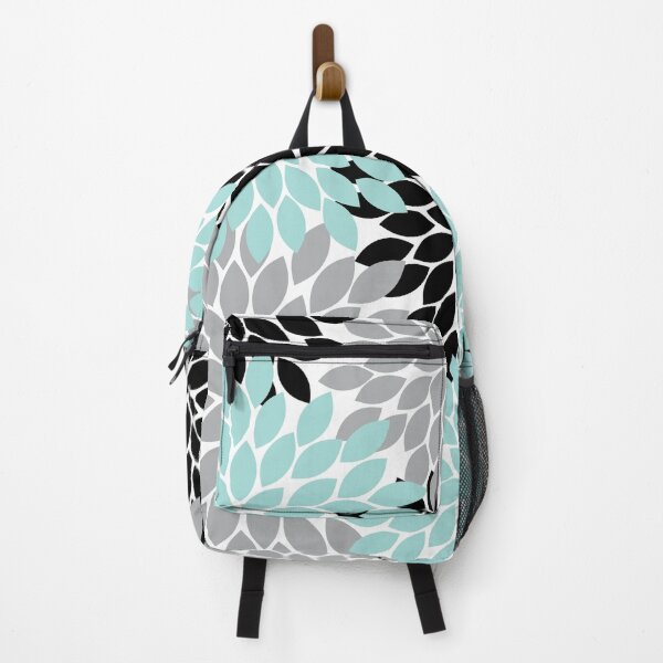 Item preview, Aqua Gray Black Flower Burst, Flower Petals, Floral Pattern designed and sold by CloudDesignShop.