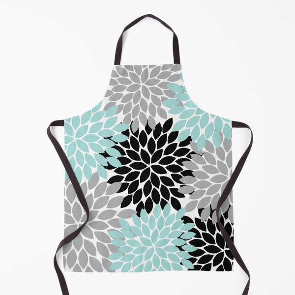 Item preview, Aqua Gray Black Flower Burst, Flower Petals, Floral Pattern designed and sold by CloudDesignShop.