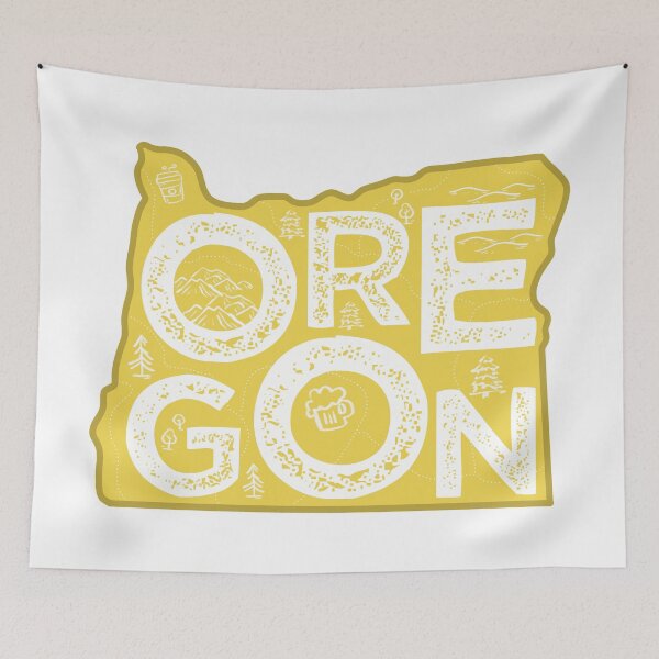 Item preview, Oregon Map Typography Gold designed and sold by HelloGentry.