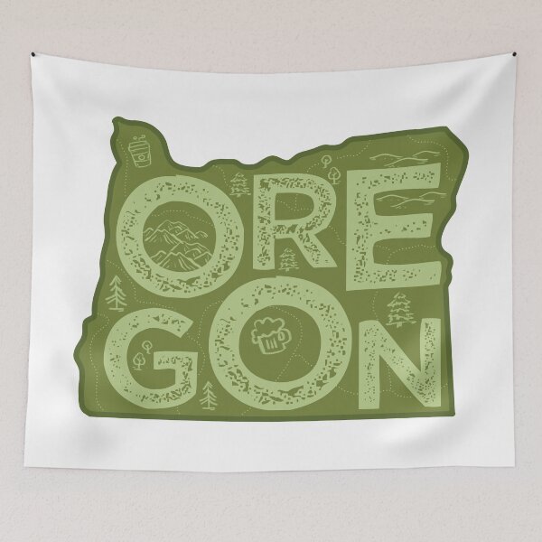 Item preview, Oregon Map Typography Green designed and sold by HelloGentry.