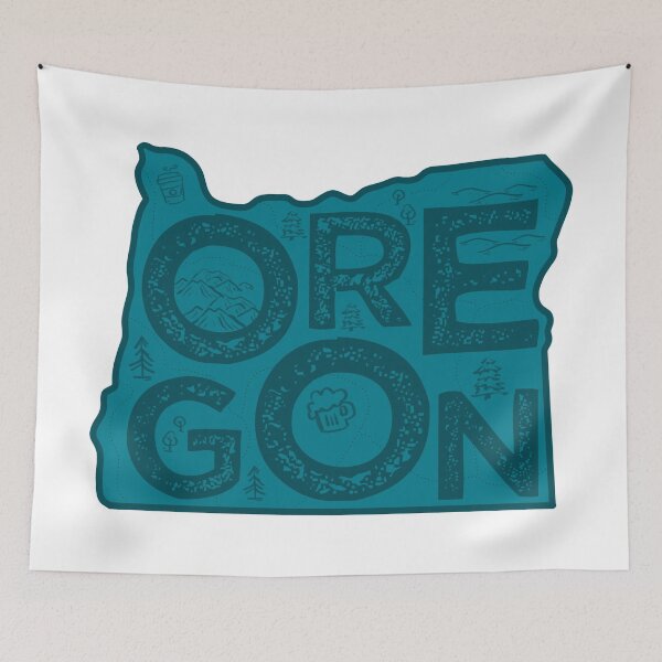 Item preview, Oregon Map Typography Navy designed and sold by HelloGentry.