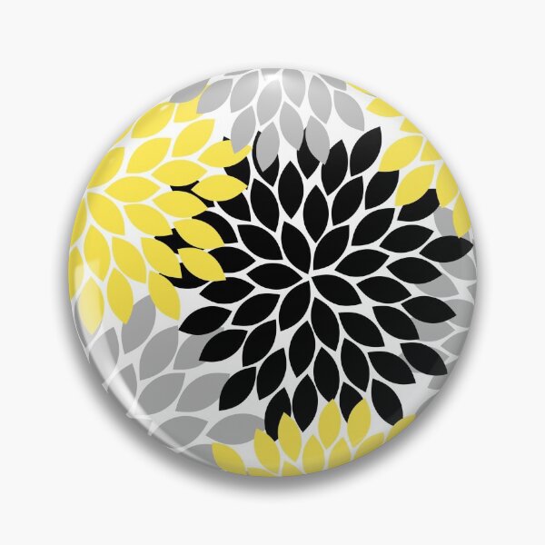 Artikelvorschau, Gelb Schwarz Grau Blume Burst, Blütenblätter, Blumenmuster entworfen und verkauft von CloudDesignShop.