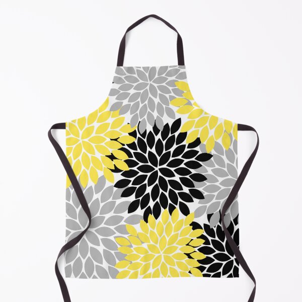Artikelvorschau, Gelb Schwarz Grau Blume Burst, Blütenblätter, Blumenmuster entworfen und verkauft von CloudDesignShop.