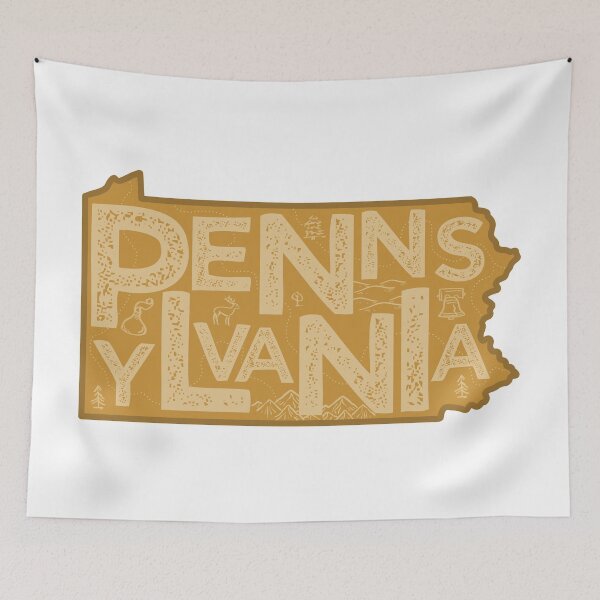 Item preview, Pennsylvania Map Typography Brown designed and sold by HelloGentry.